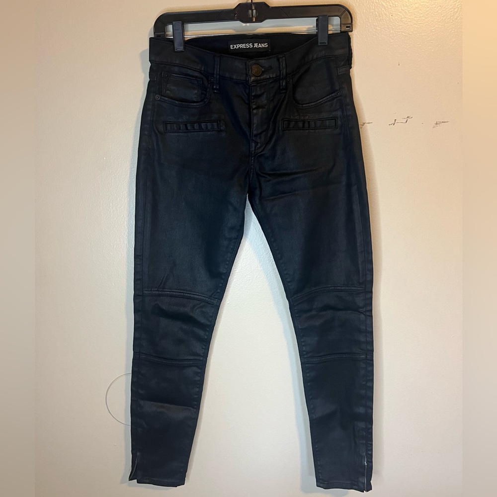 Express textured moto ankle pants